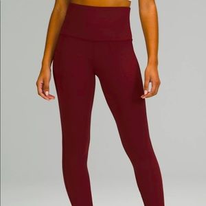 NWT Lululemon sz 6 wunder under super high rise luxtreme 28” red merlot color
